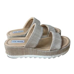 Steve Madden Women's Defuse Espadrille Wedge Sandal Raffia Size 10